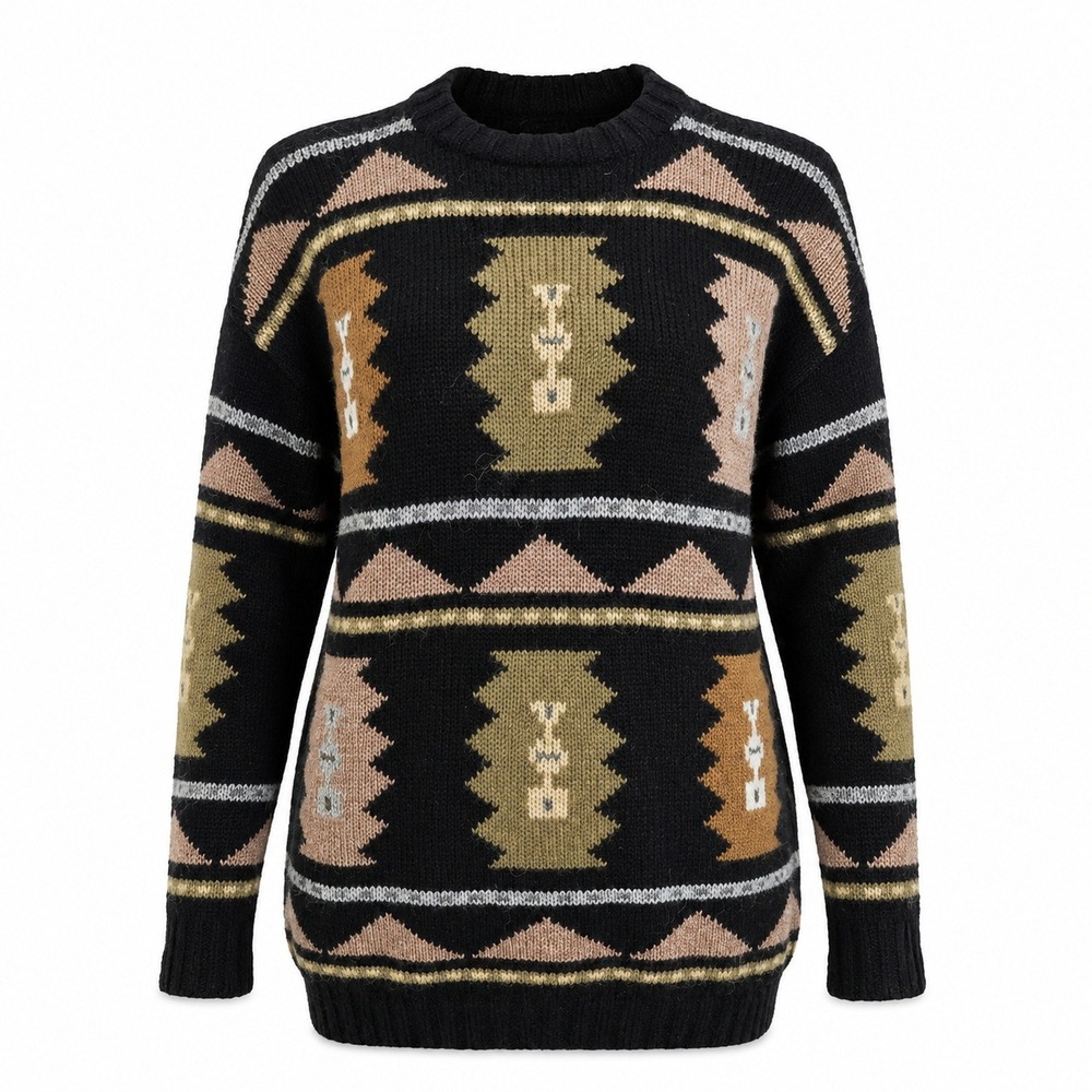 The Alpaca Connection 100% Alpaca Peru Southwestern Knit Sweater Womens L